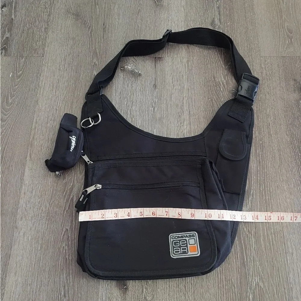 Compass Gear Black Crossbody Messenger Bag